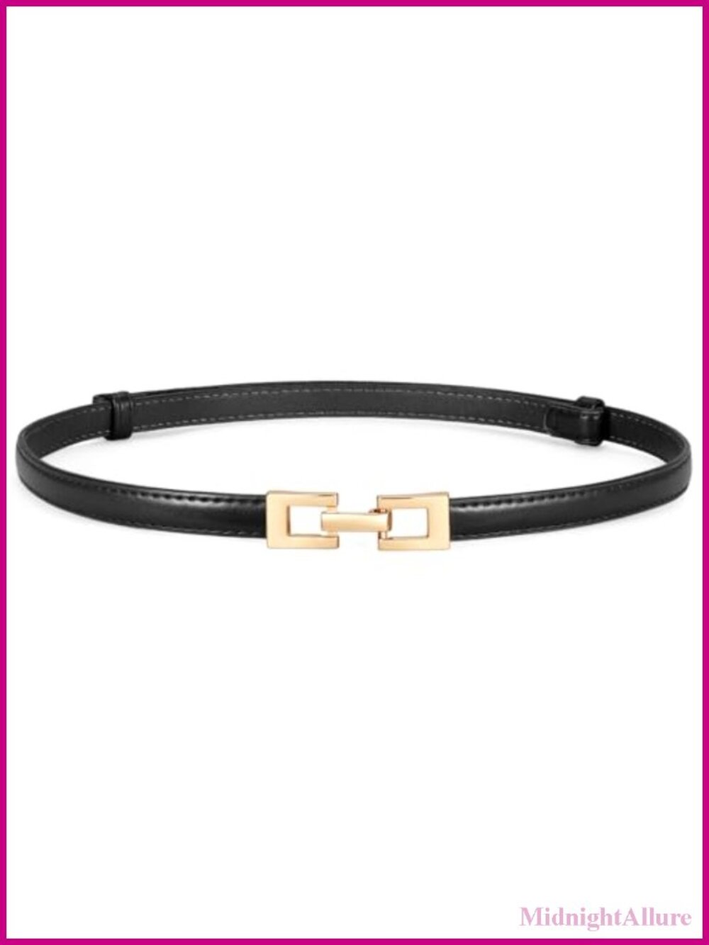 Women's Faux Leather Skinny Belt Adjustable Slide Buckle Slim Waist Belt for